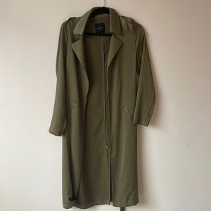 Dynamite - olive green satin overcoat - Size xs
